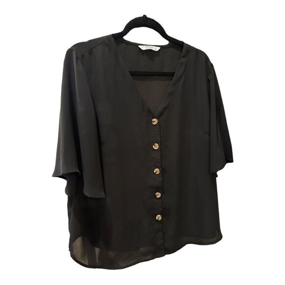 Meaeor button down sheer black blouse 2x  XXL - Picture 3 of 9